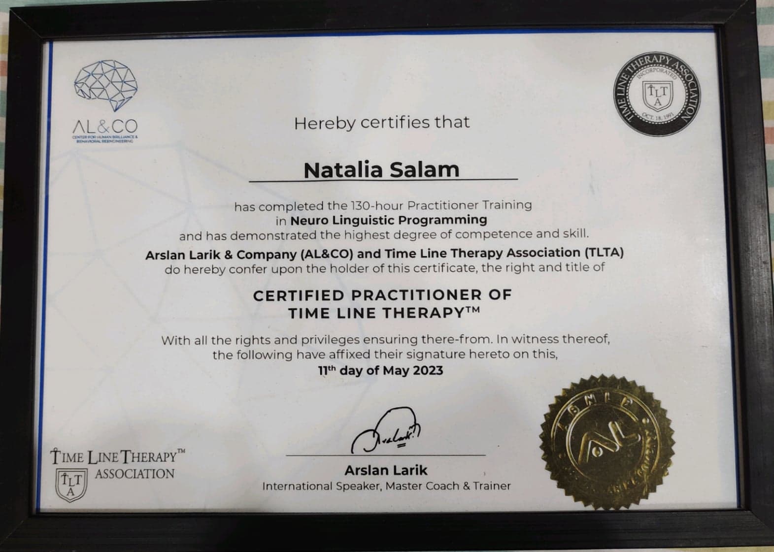 Certified Practitioner of Time Line Therapy™